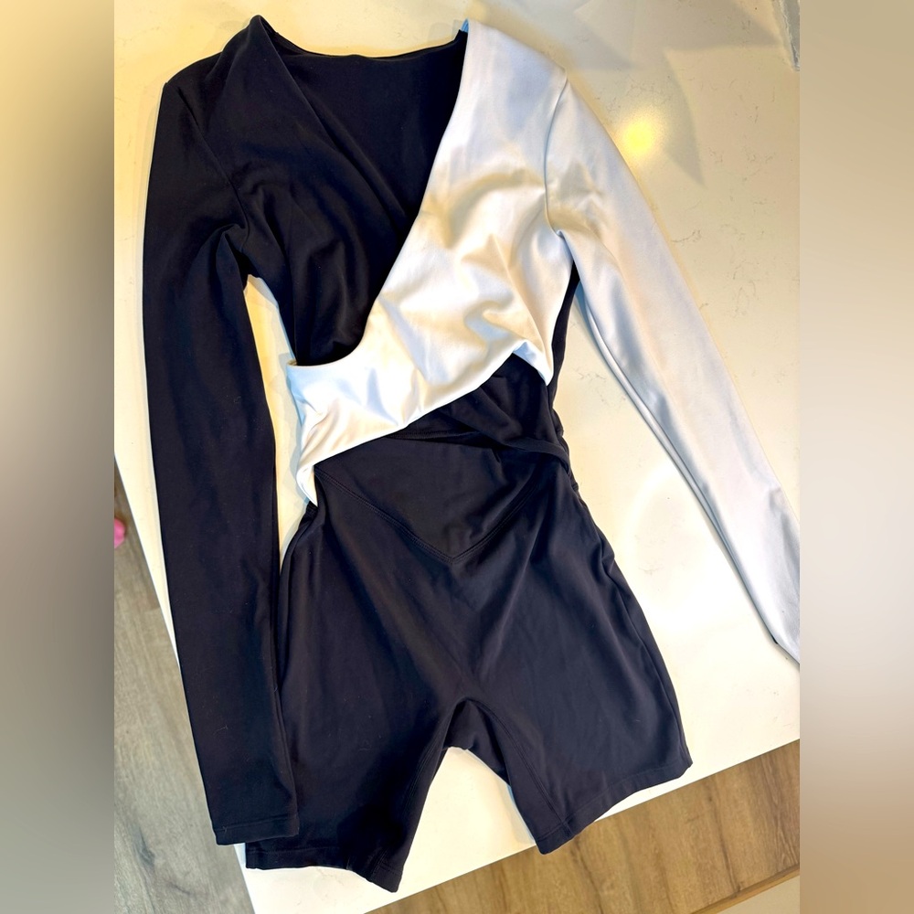 Poshknit Wrap Bodysuit - Black / White - S - sold out